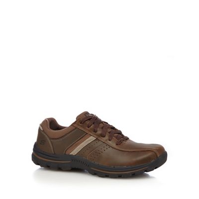 Skechers Dark brown leather 'Braver Alfano' casual shoes